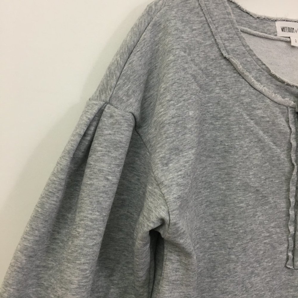 Whiteroom & Cactus Round Neck 1/2 Button Up Sweat Shirt Womens Size S Gray - Picture 5 of 14